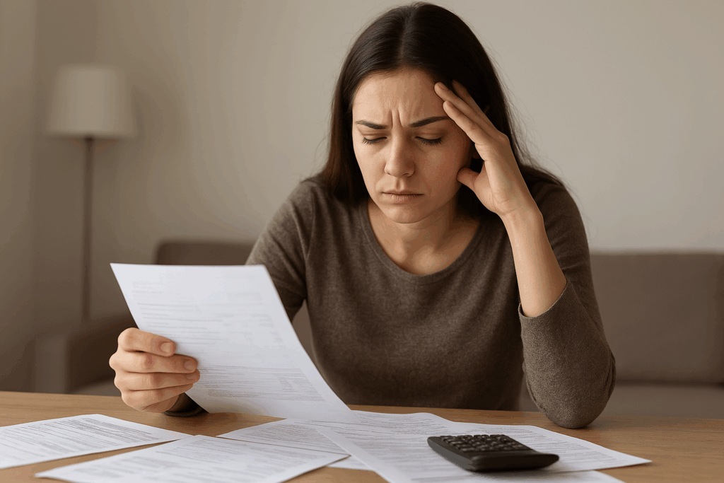 personne inquiéte devant les factures